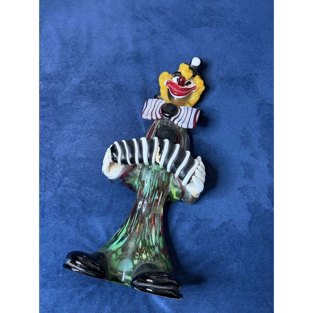 Vtg Murano Hand Blown Glass Clown XL 17โ Accordion Figurine Multi Color